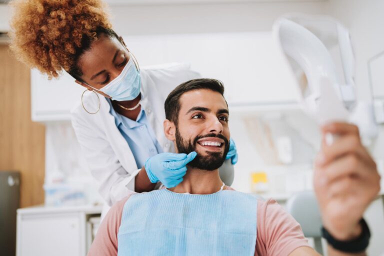 Teeth whitening treatment at Dentist Office